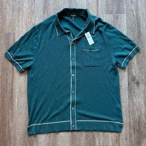 Todd Snyder Bottle Green Cotton Silk Tipped Placket Polo